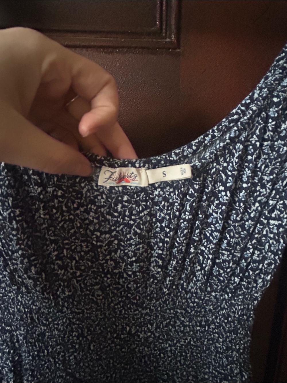 Faherty Sunseeker Midi Dress in Navy Riverton Ditsy Floral Small Beachy Boho EUC - Picture 7 of 7